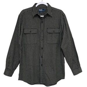 Polo Ralph Lauren Whitfield Black Check Shirt Thick 100% Cotton Soft Comfy Men M